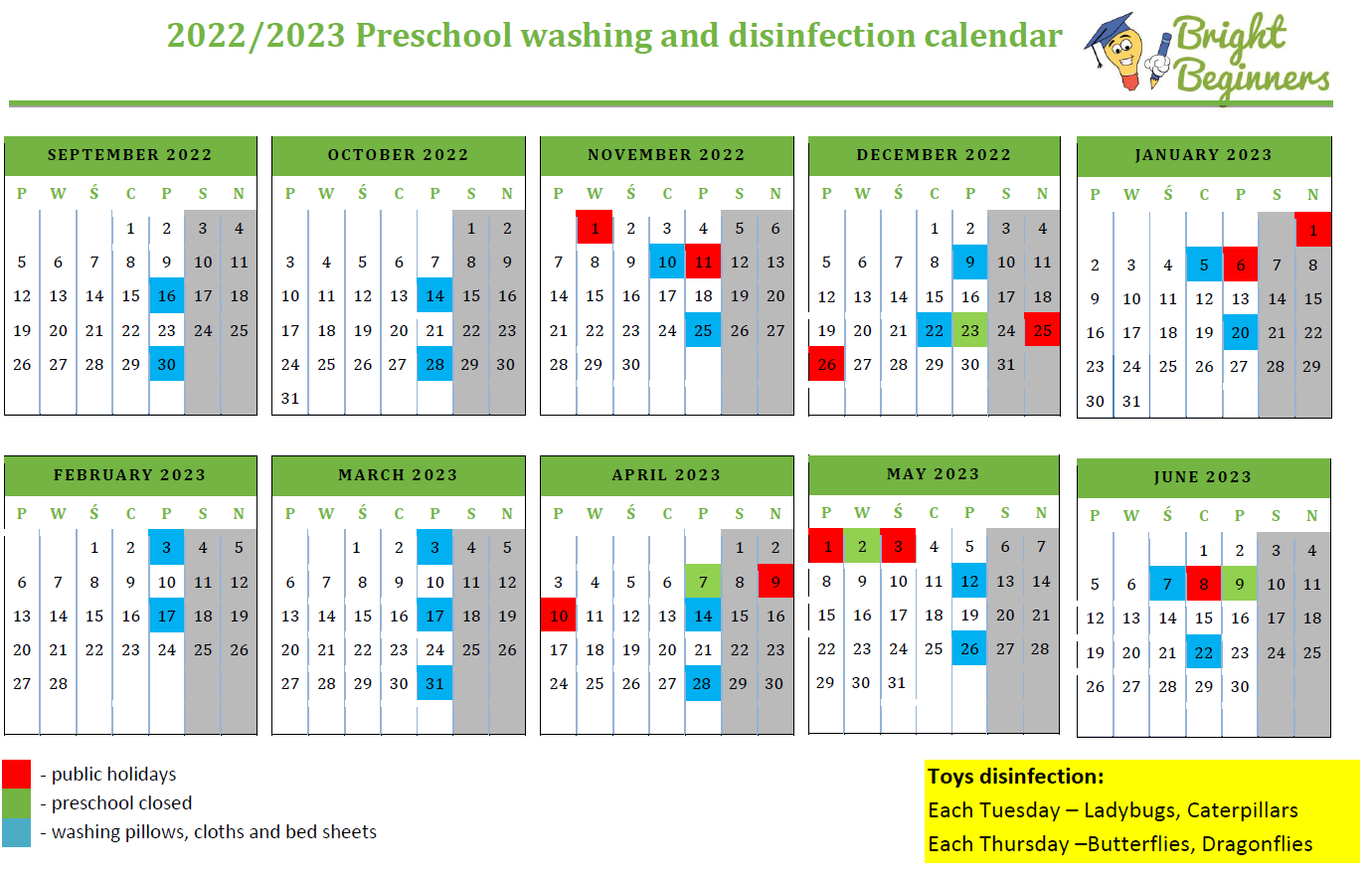 Washing schedule